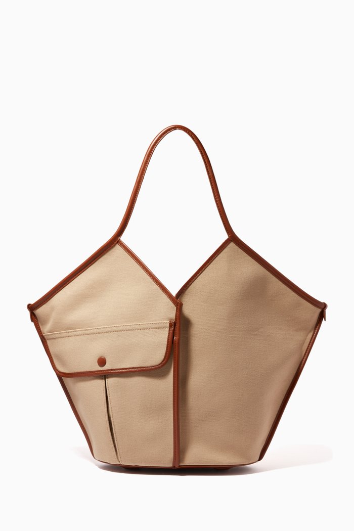 

Duna Tote Bag in Canvas & Leather, Neutral