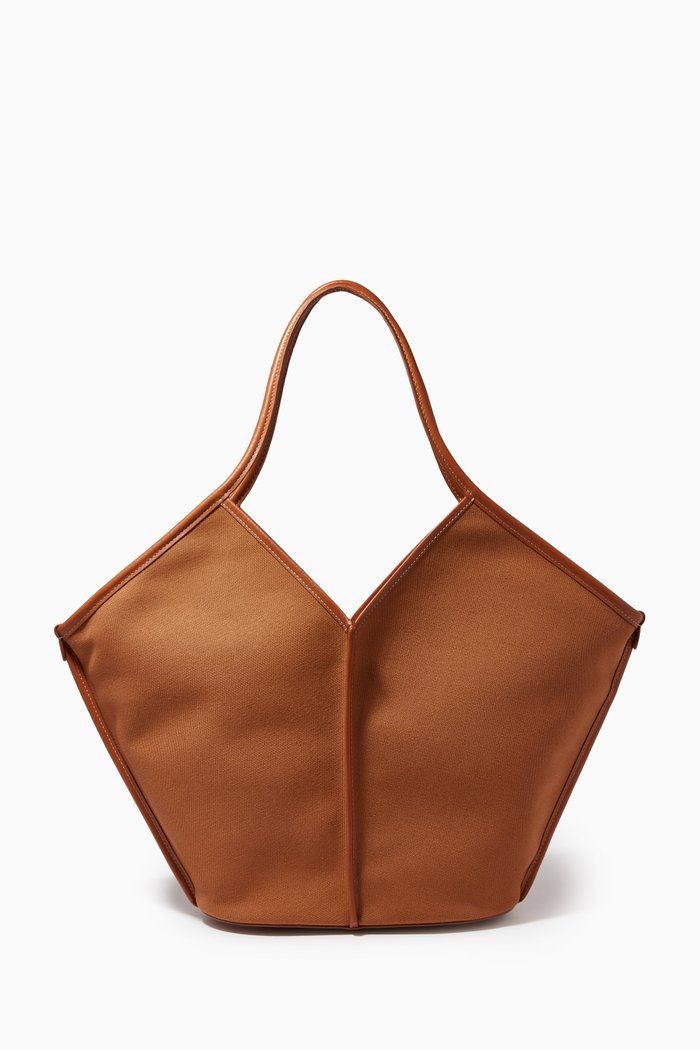 

Calella Tote Bag in Canvas & Grained Leather, Brown