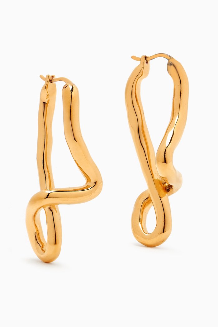 

Molten Twisted Ovate Hoop Earrings in 18kt Gold-plated Recycled Brass