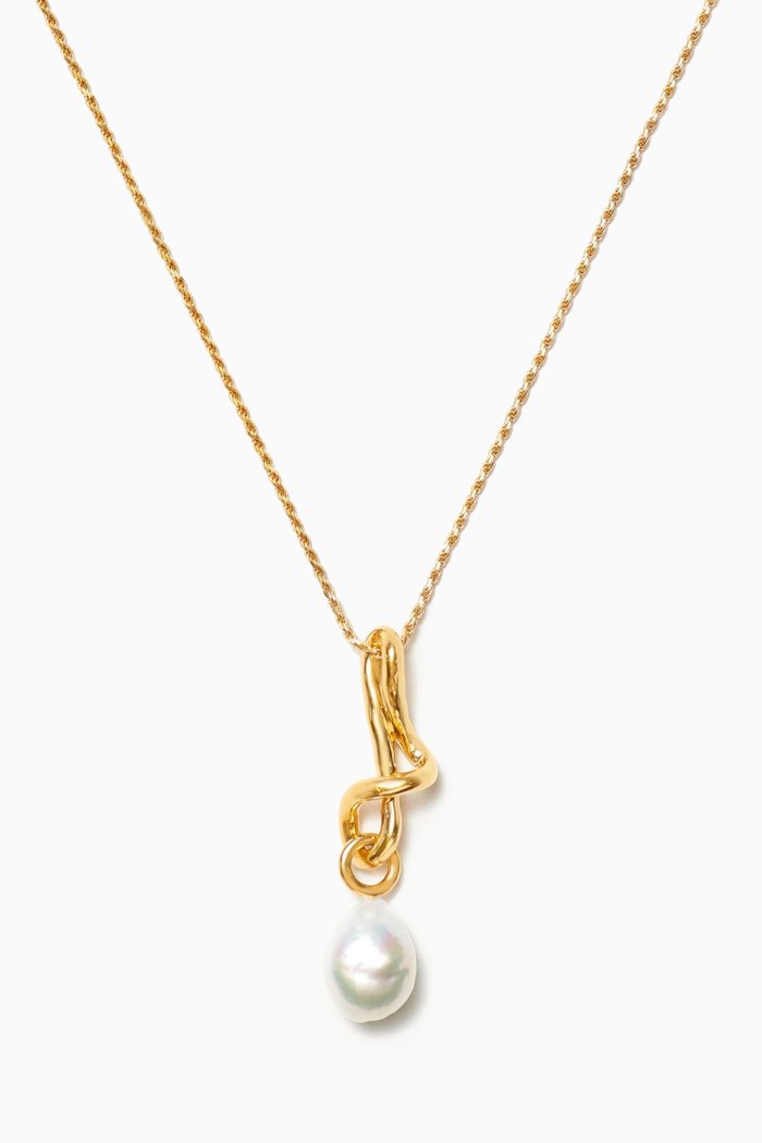 

Baroque Pearl Necklace in 18kt Gold-plated Recycled Brass, White