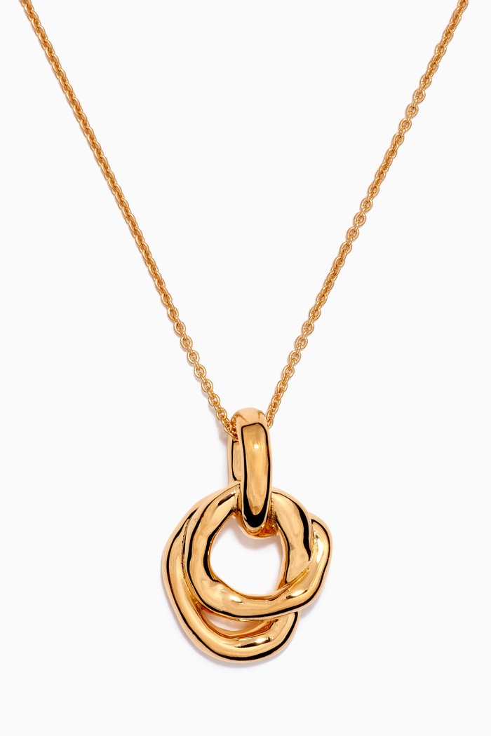 

Molten Twisted Double Pendant Necklace in 18kt Recycled Gold-plated Brass