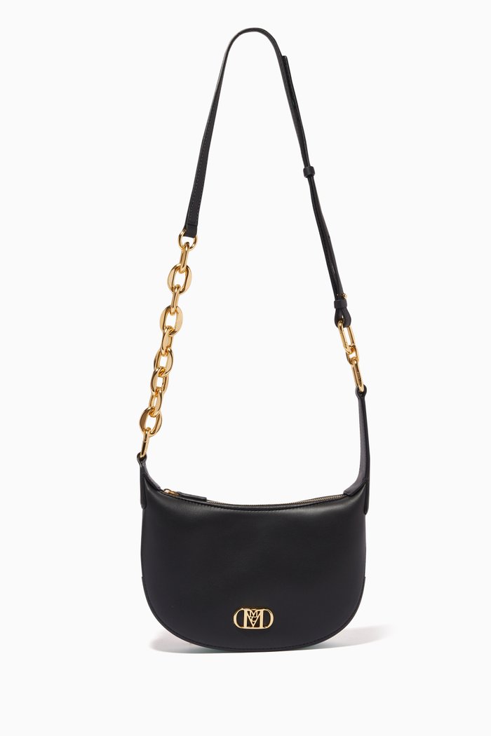 

Mode Travia Crescent Hobo Bag in Nappa Leather, Black