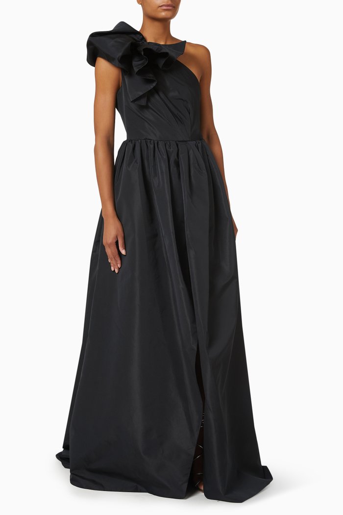 

Tamarillo Maxi Dress in Taffeta, Black