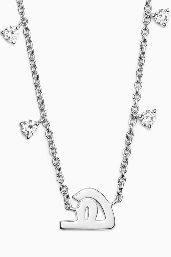 

Diamond Droplets Initial Letter "Ha" Necklace in 18k White Gold