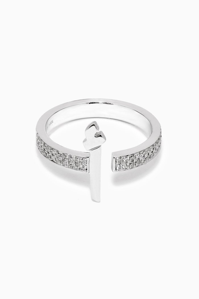 

Initial Bold Letter "A" Diamond Ring in 18k White Gold