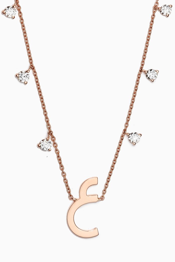 

Diamond Droplets Initial Letter "3ein" Necklace in 18k Rose Gold