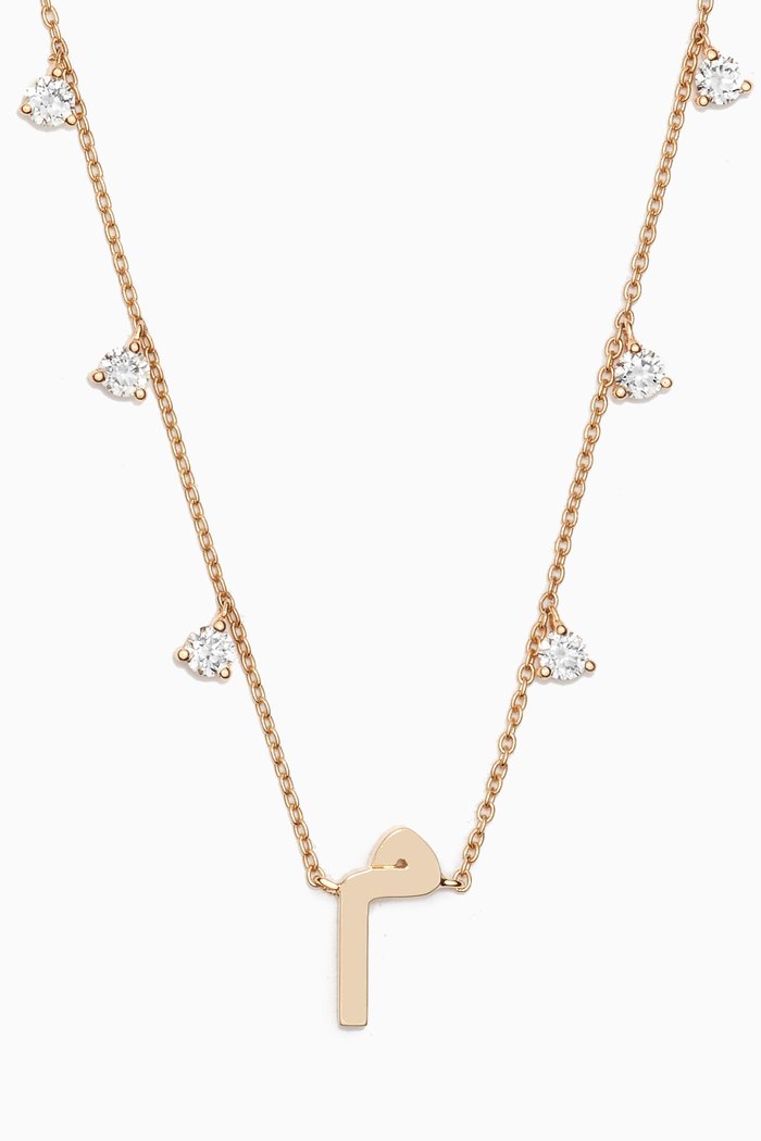 

Diamond Droplets Initial Necklace - Letter "M" in 18kt Gold, Yellow