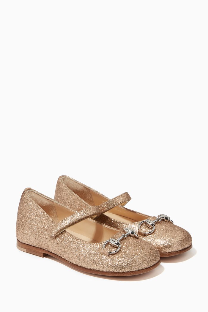 

Aisha Ballerinas in Gittery Leather, Gold