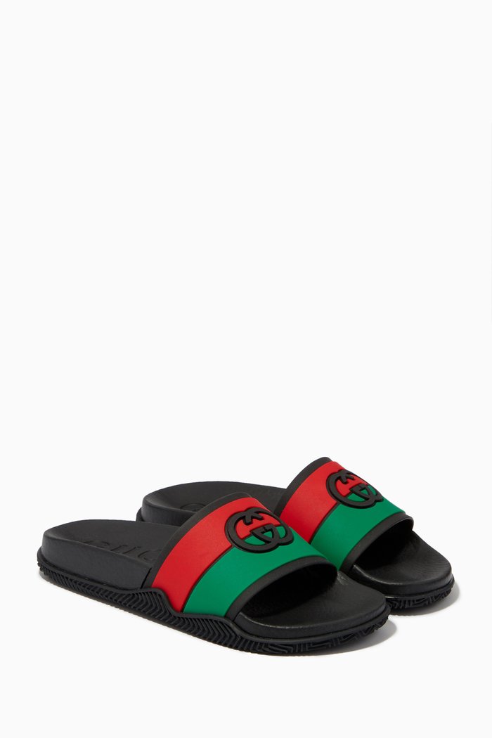 

Agrado Web Stripe Slides in Rubber, Black