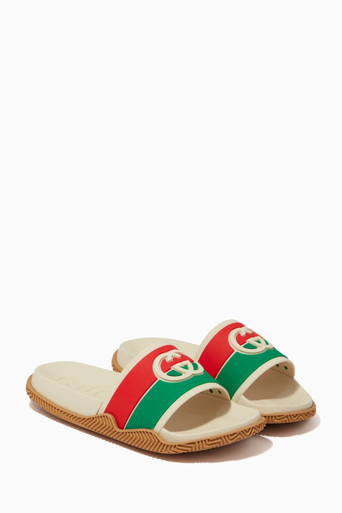 

Agrado Web Stripe Slides in Rubber, Neutral