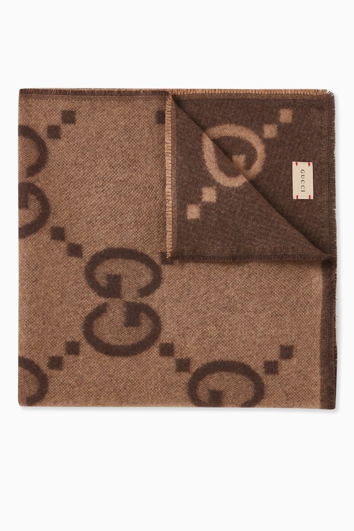 GG Motif Blanket in Wool, Neutral