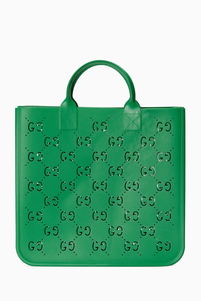 

GG Motif Tote in Rubber, Green