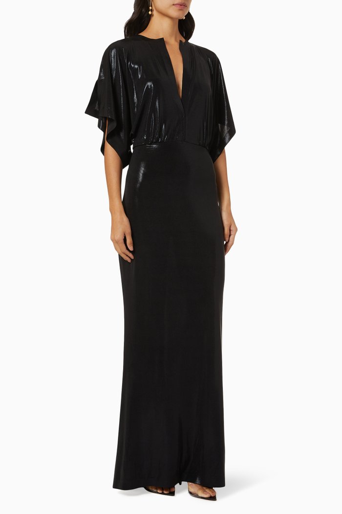 

Obie Gown in Stretch Lamé, Black