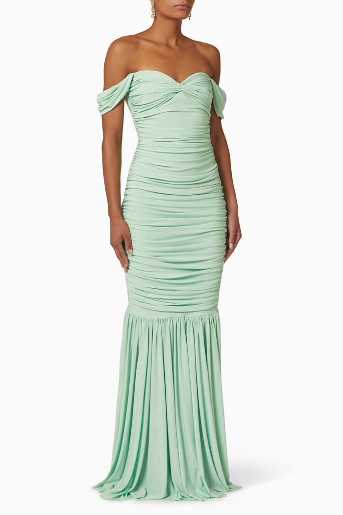 

Walter Fishtail Gown in Poly Lycra, Green