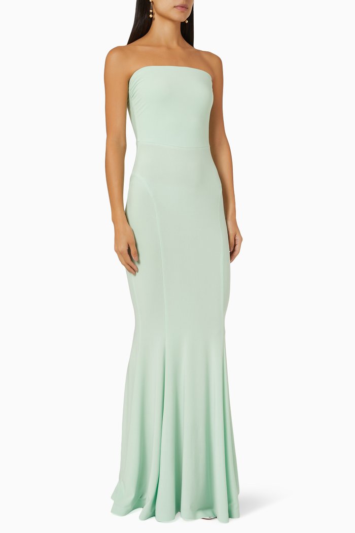 

Strapless Fishtail Gown in Poly Lycra, Green