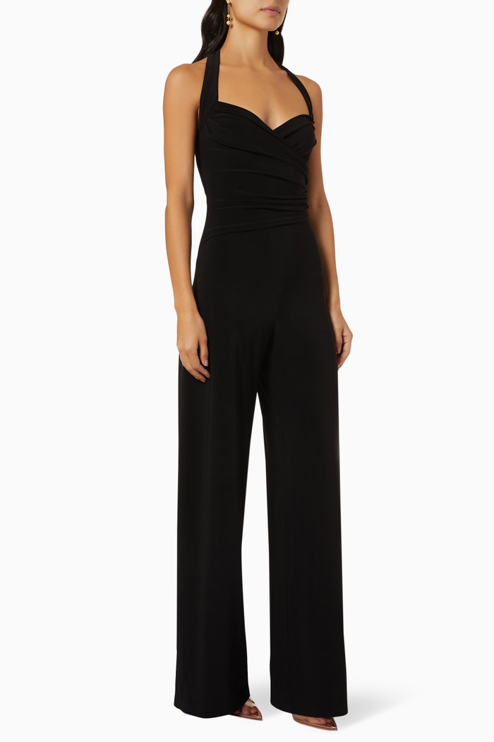

Cayla Halter Jumpsuit in Poly Lycra, Black