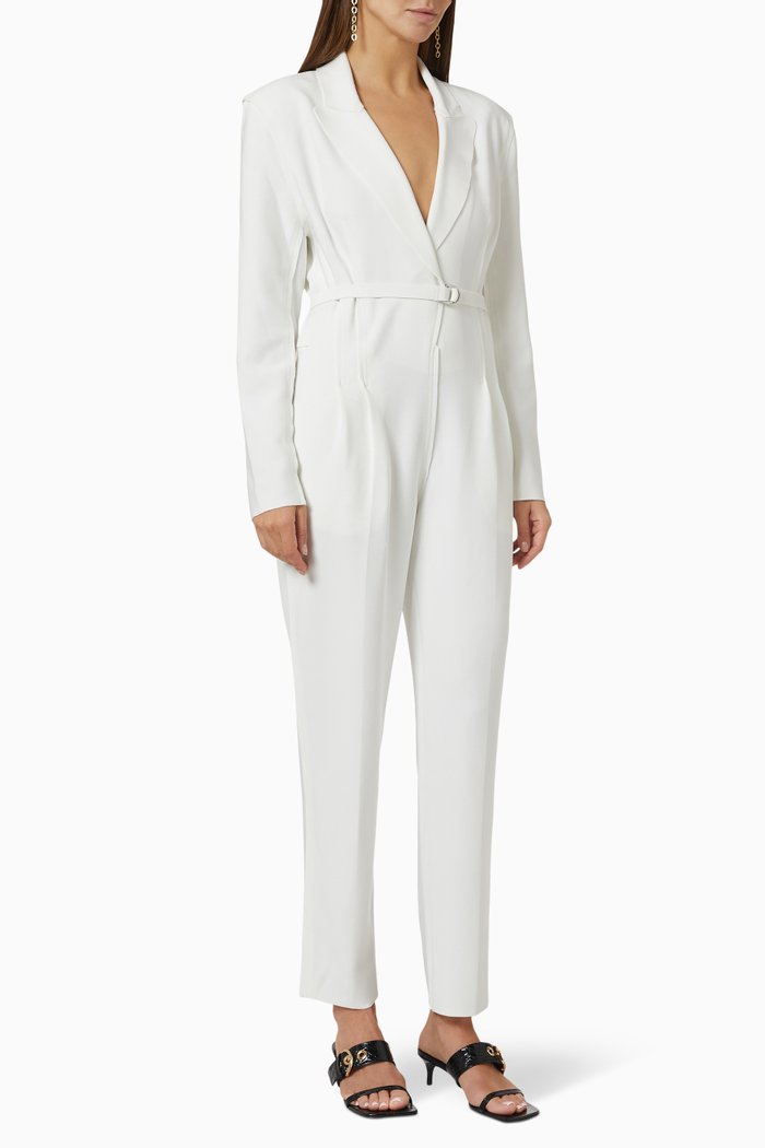 

Single Breasted Jumpsuit in Poly Lycra, White