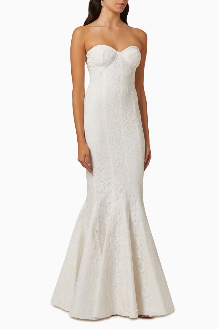 

Corset Gown in Stretch Lace, White