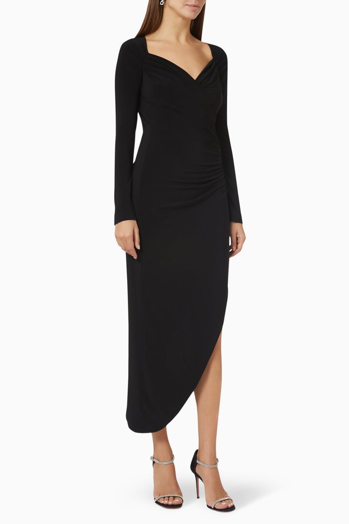 

Sweetheart Side Drape Gown in Poly Lycra, Black