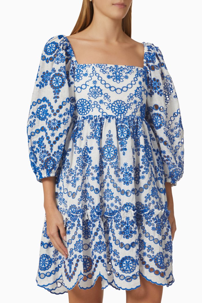 

Sip Sip Mini Dress in Cotton, Blue