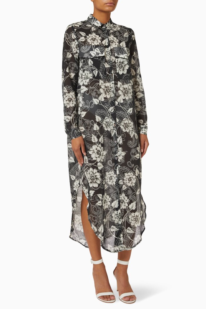 

Aloe 3 Shirt Dress in Cotton Voile, Black