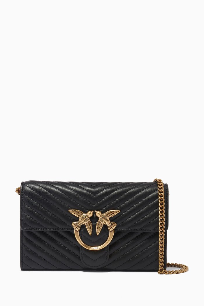 

Love V Quilt 2 Wallet in Leather, Black