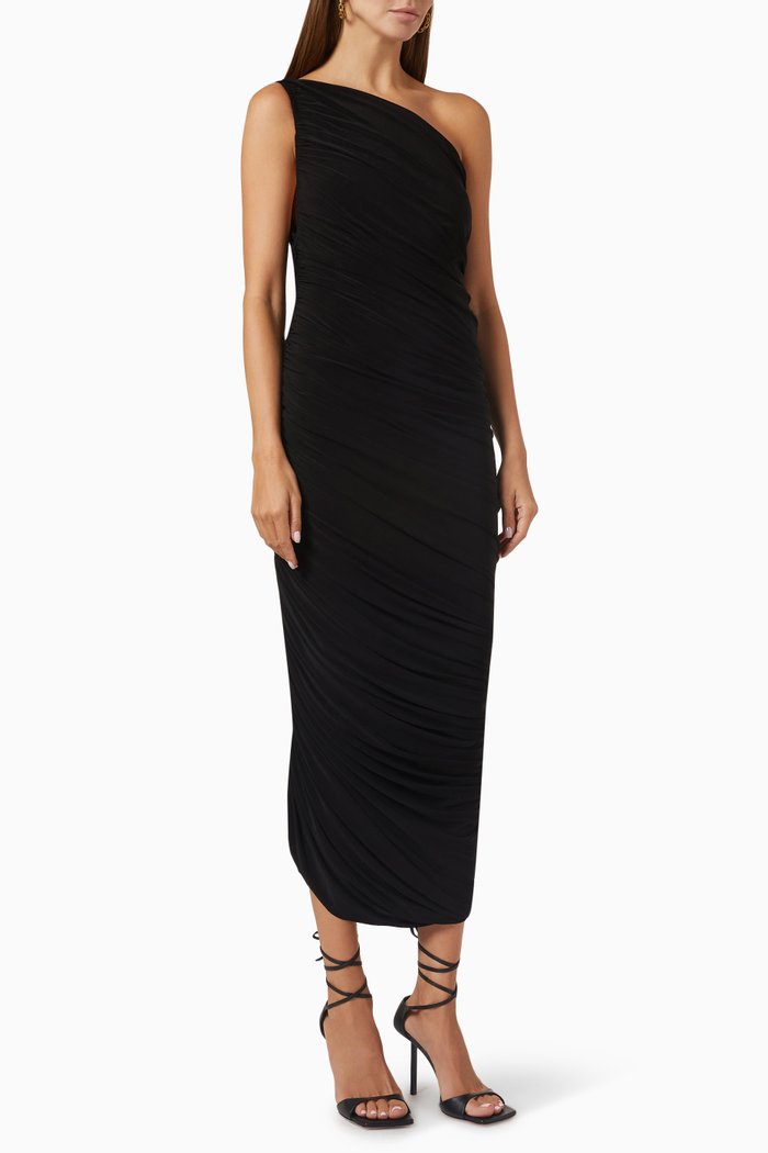 

Diana One-shoulder Gown in Poly-lycra, Black