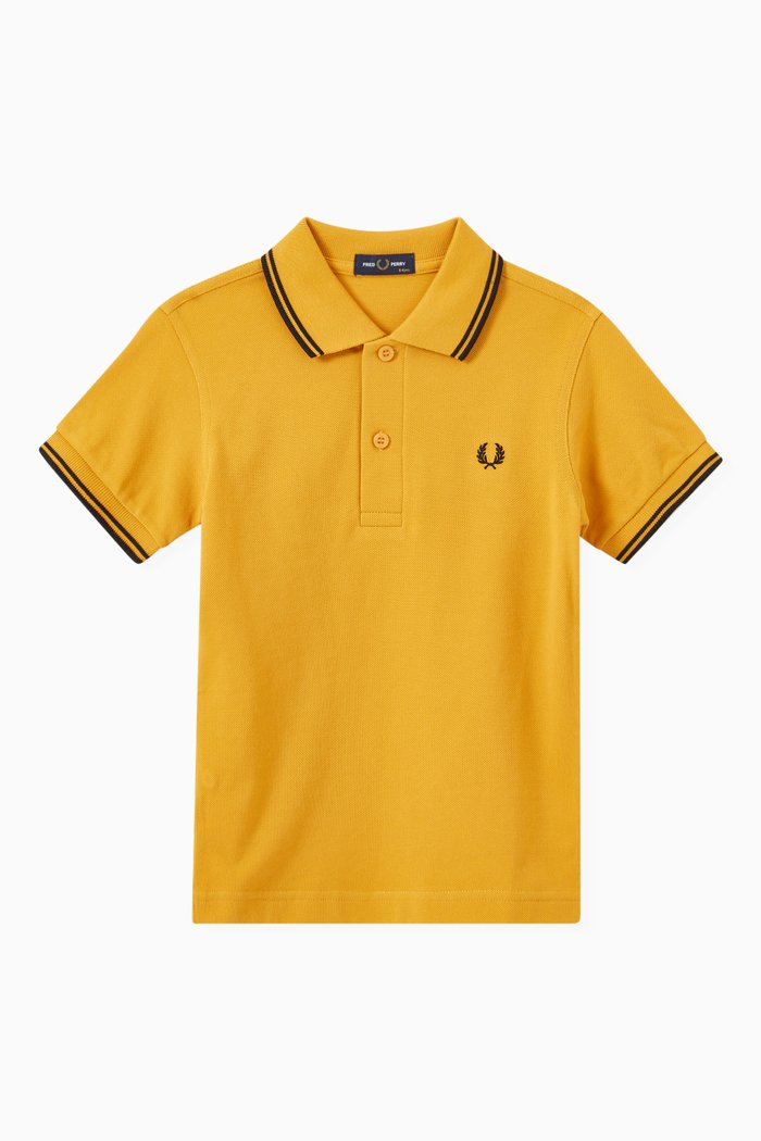 Logo Stripes Polo Shirt, Gold