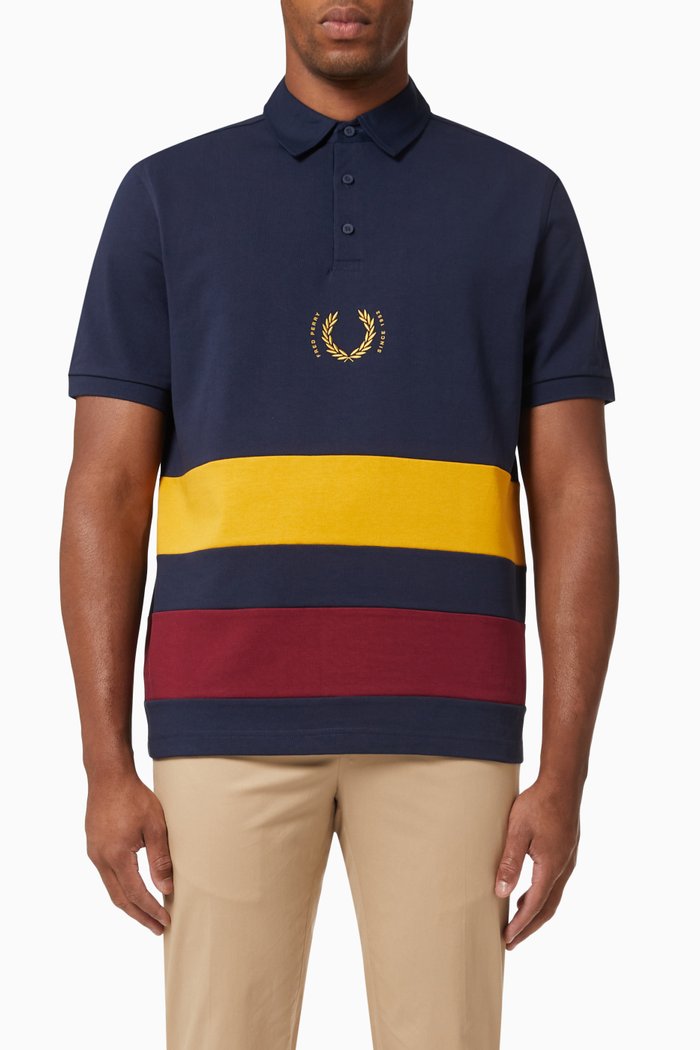 Short Sleeve Rubgy Shirt in Cotton Piqué, Blue