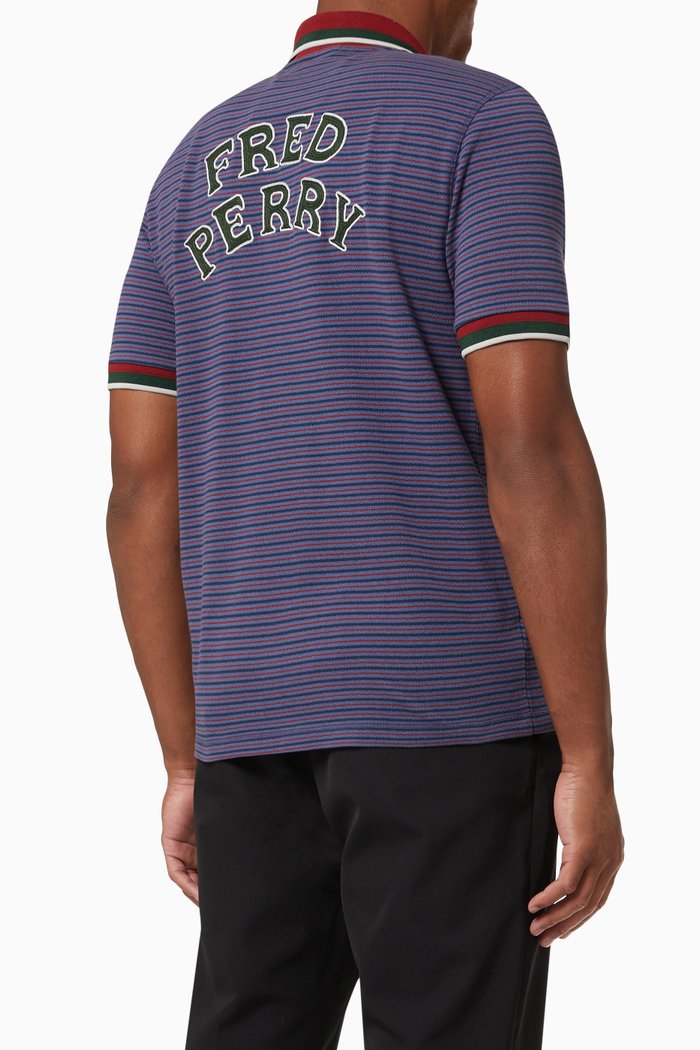 

Striped Polo Shirt in Cotton, Blue