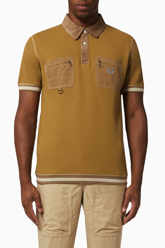 Two Pocket Polo Shirt in Cotton Piqué, Metallic