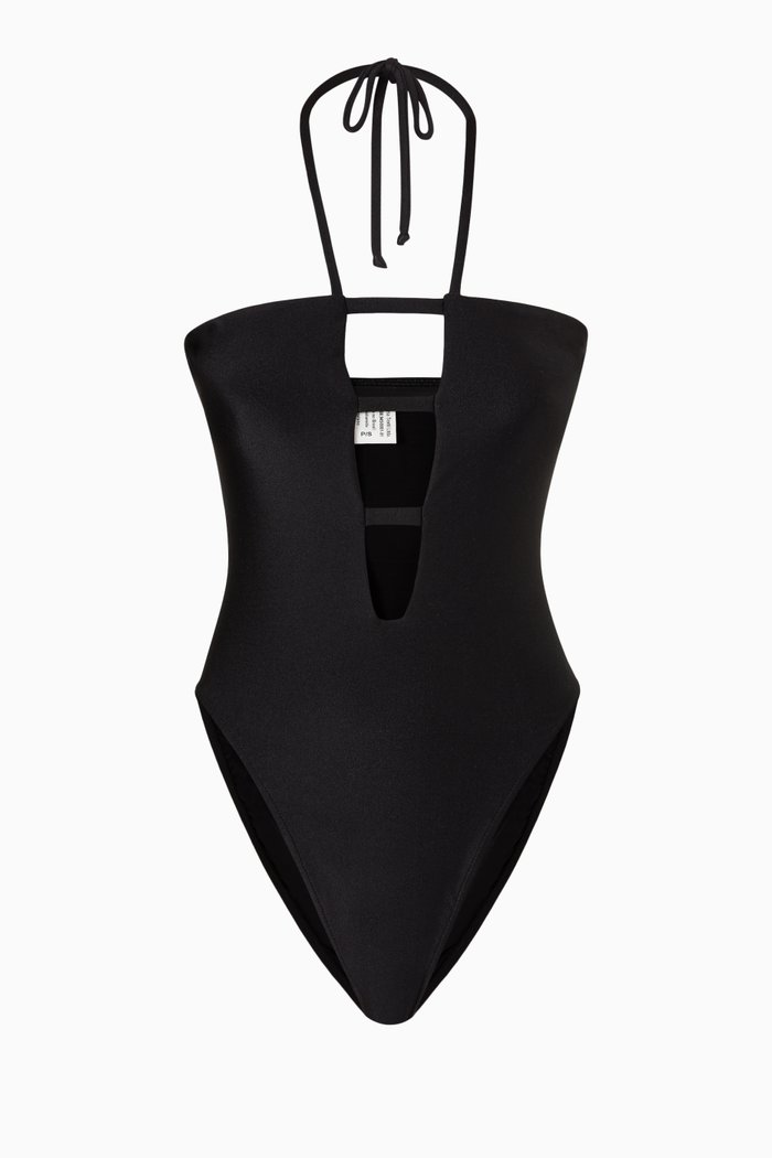 Cut Out Halterneck Swimsuit, Black