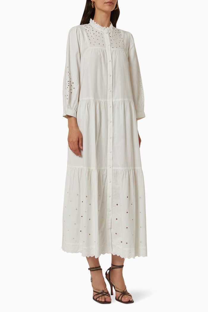 Yasvioletta Midi Dress in Organic Cotton, White
