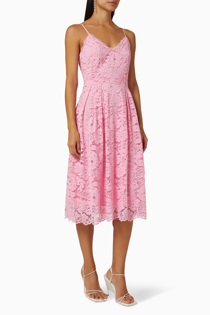 

Yaslucerna Dress in Lace Cotton & Viscose, Pink