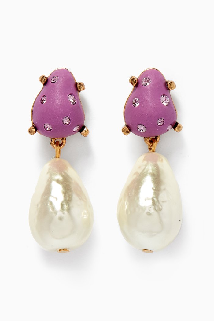 

Candy Pearl Drop Earrings, Purple
