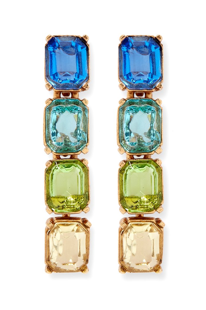 

Baguette Crystal Drop Earrings, Blue