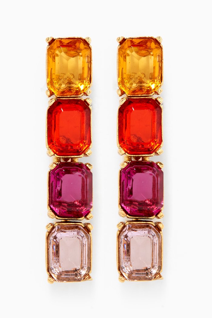 

Baguette Crystal Drop Earrings, Multicolour