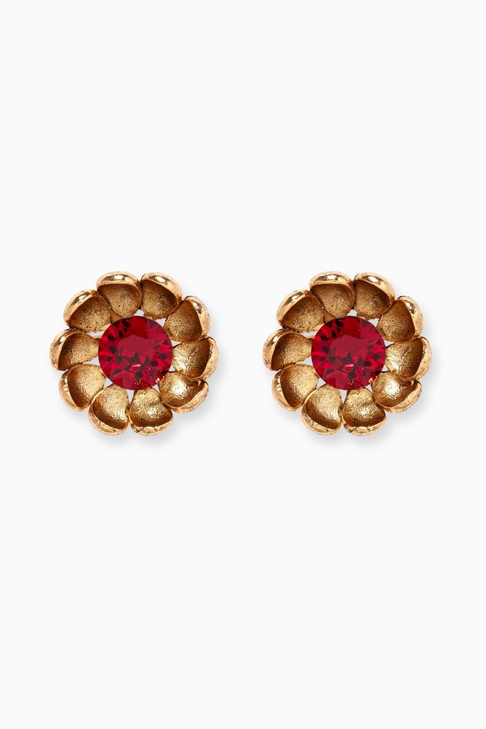

Flower Crystal Stud Earrings, Burgundy