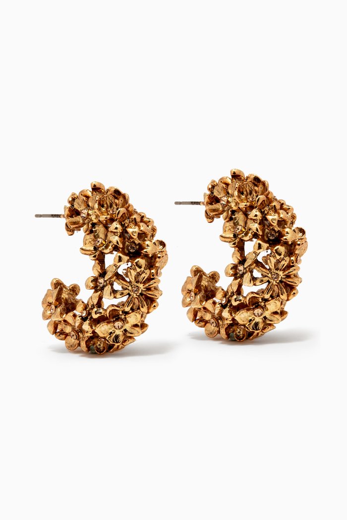 

Flower Moon Hoop Earrings in 14kt Gold-plated Brass