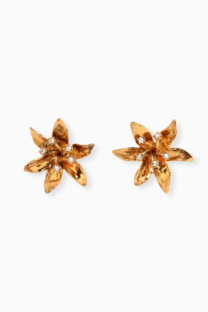 

Lirium Stud Earrings in Brass, Gold