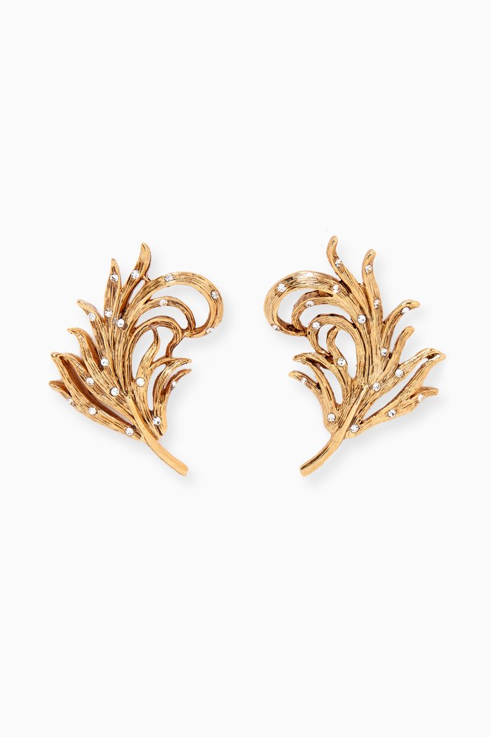 

Feather Crystal Stud Earrings, Gold
