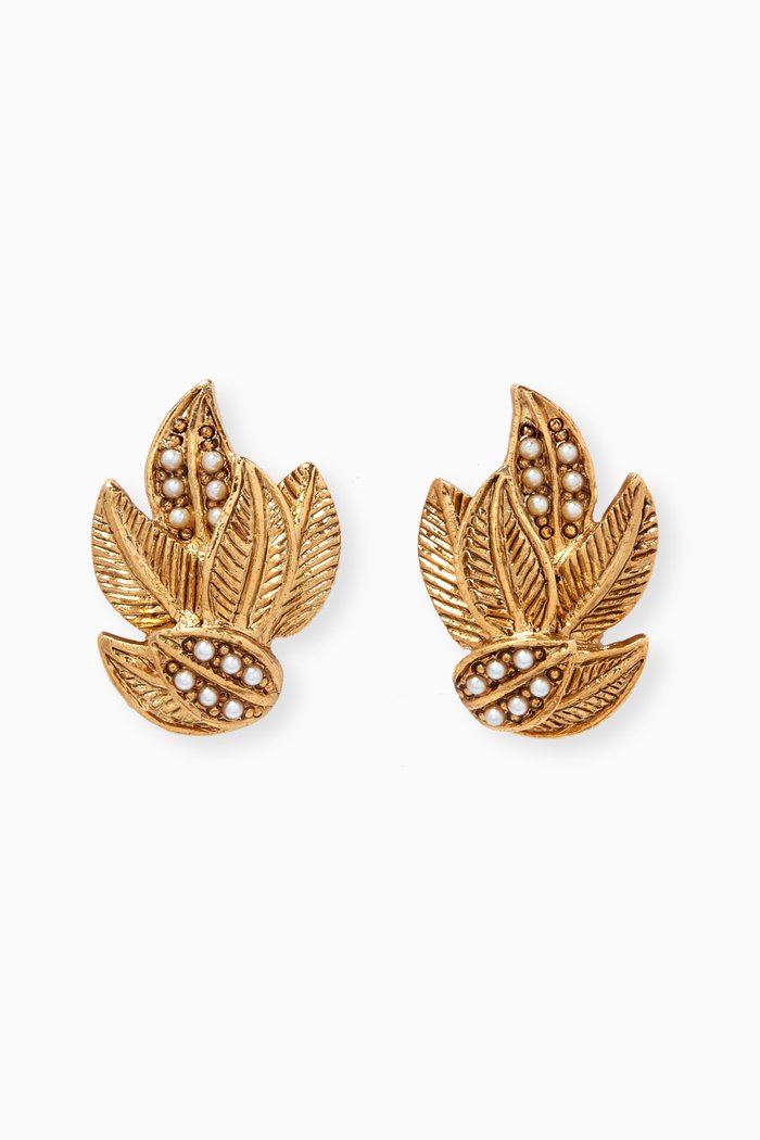 

Leaf Clip Earrings in Brass, Gold