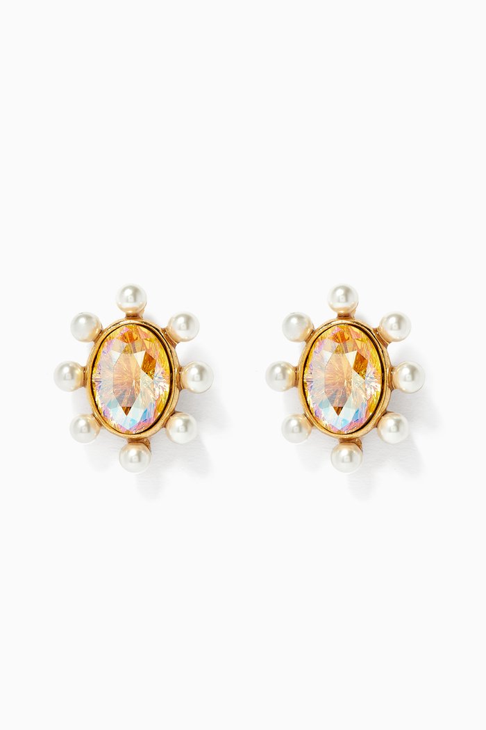 

Mystic Oval Crystal & Pearl Stud Earrings, White