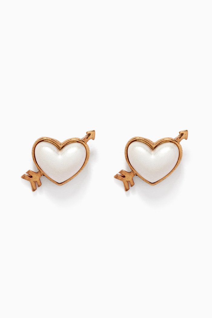 

Sweetheart Pearl Stud Earrings, White