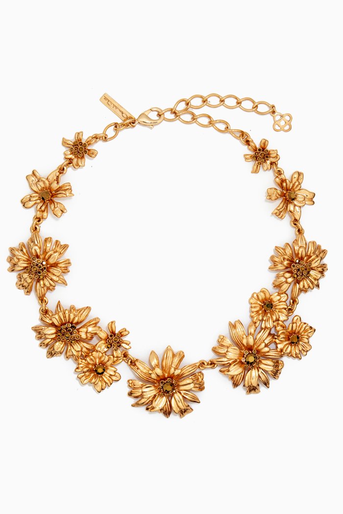 

Flower Large Crystal Necklace, Gold