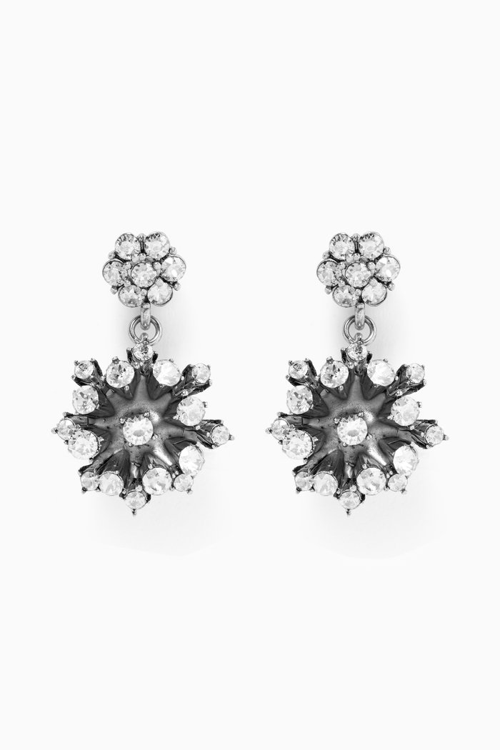 Burst Crystal Earrings, Silver