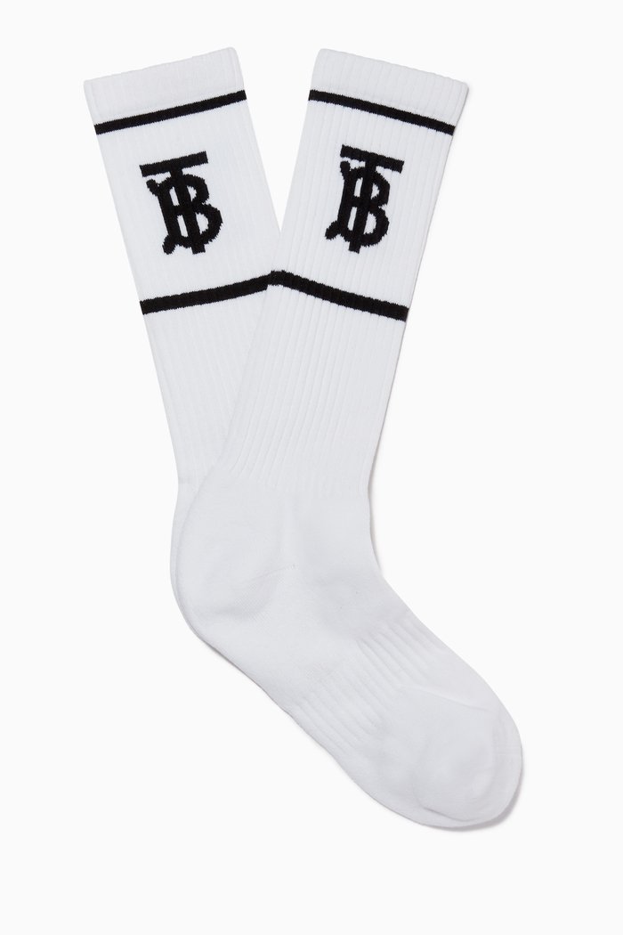 

Monogram Sports Socks in Cotton, White