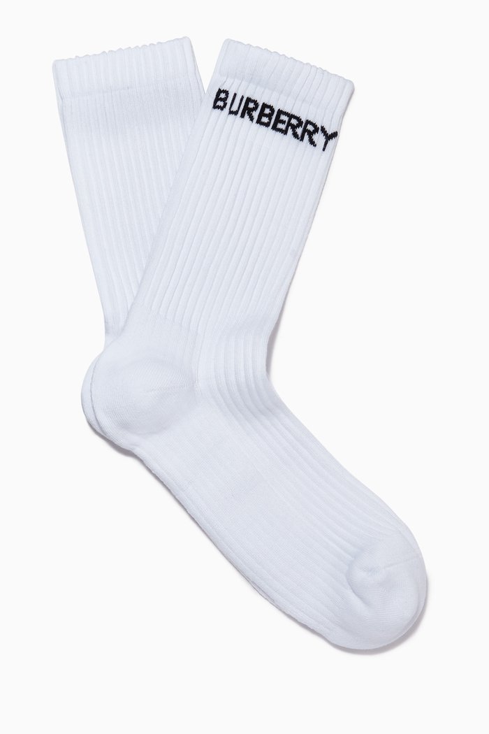 

Logo Print Socks in Cotton, White