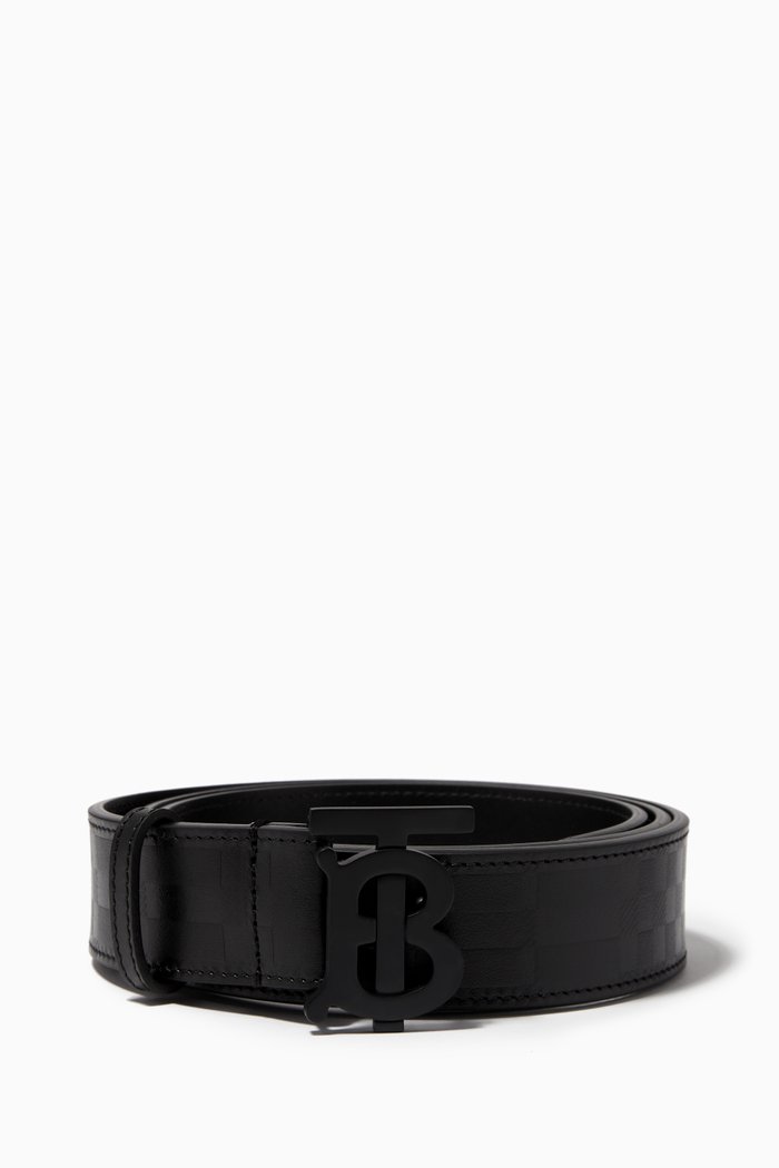 

Plaque Embossed Belt in Leather, Black