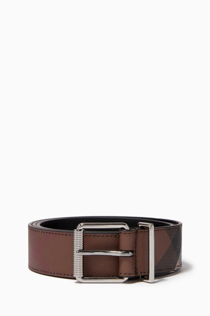 

Giant Check E-Canvas Belt, Brown